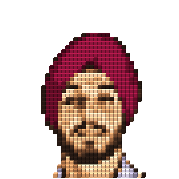A portrait of Amanpreet Singh Saimbhi built out of blocks.